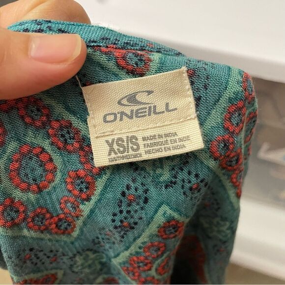 O’ NEILL teal boho‎ open front kimono beach cover up size XS - S paisley green - Picture 4 of 9